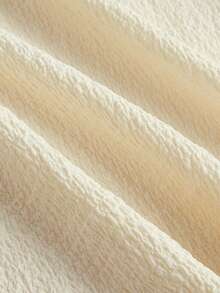 SHEIN MOD 泡泡袖前打結胸部褶皺連衣裙 - 杏色 - 查看 3