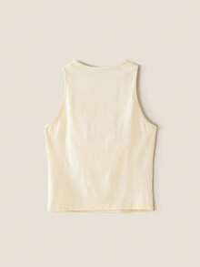 Muvela 1 件女式纯色花卉 3D 装饰无袖圆领背心