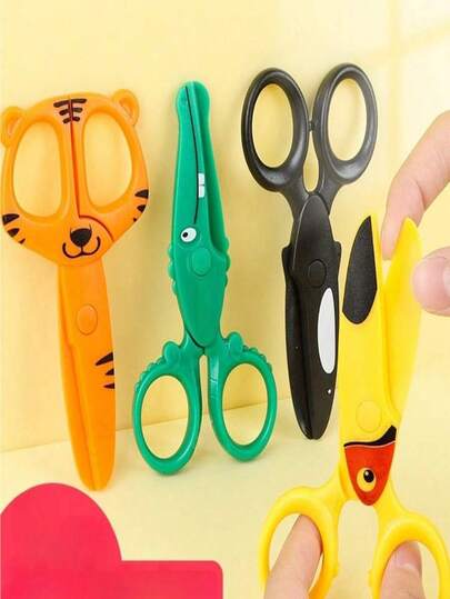 1 Piece Of Safety Scissors, Craft Scissors, Preschool Paper Cutting Training, Children's Plastic Scissors, Cute Cartoon Animal-Shaped Scissors For Children, Crocodile, Dolphin, And Parrot-Shaped Scissors, Plastic DIY Craft Scissors, Children's Safety Craft Scissors, DIY Tools, Holiday Gifts, Creative Gifts.