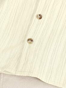 SHEIN Genkimix Kids Toddler Boys' Plain Simple Casual Short Sleeve Shirt - Beige - View 6