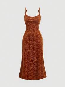 SHEIN MOD Vestido camisero elegante y ajustado con estampado en relieve para mujer - Marrón - Ver 1