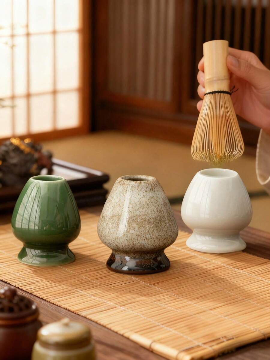A Set Of Ceramic Tea Whisk, High-Quality Creative Tea Lighting Utensils, Outdoor Tea Ceremony Tools, Tea Accessories, Matcha Tea Tea Set, Send Boyfriend, Husband, Father's Day Mother's Day Gift, Christmas Gift 1pc,Matcha Set Back To School - Multicolor - View 1