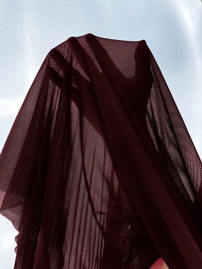 Slumberist Set: Fishbone Cinch Waist Kanten Cami Nightgown Wide Sleeve Mesh Robe view 6