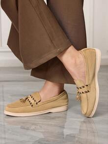 Sleekvia Women's Casual Comfortable Loafers For Christmas - Khaki - View 3