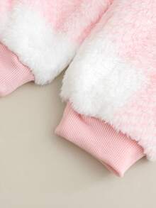 SHEIN 2pcs Baby Girl Cute Sweet Fashion Casual Pink White Plaid Checkered Pattern Faux Fur Fluffy Fuzzy Plush Sherpa Texture Long Sleeve Hooded Sweatshirt Pullover Tops And Elastic Waist Sweatpants Joggers Pants Two Pieces Outfit Sets Thick Soft Clothes For Daily Wear Home Sleepwear Fall Autumn Winter