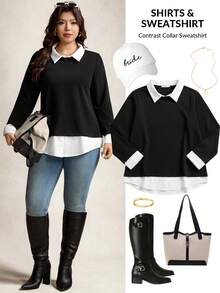 Zelara Plus 2 In 1 撞色领运动衫