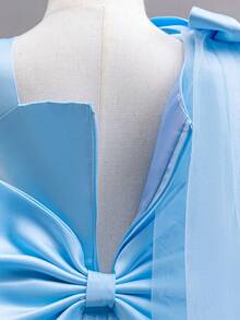 Vestido con cola para niñas, vestido de fiesta para celebración del 1er cumpleaños - Azul - Ver 5