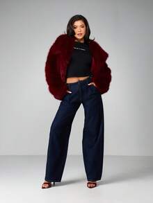 MISSGUIDED Crying In Couture 标语印花短袖露脐T恤，修身黑色纯棉上衣，休闲个性衬衫 - 黑色 - 查看 3