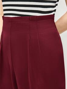 BizChic 女士高腰阔腿裤，时尚通勤裤，优雅都市通勤日常百搭90年代复古风，适合圣诞节、新年、情人节、派对、海滩、毕业典礼、休闲、浪漫场合，也适合婚礼宾客、主人、约会、音乐会、早午餐、机场等多种场合。 - 酒紅色 - 查看 5