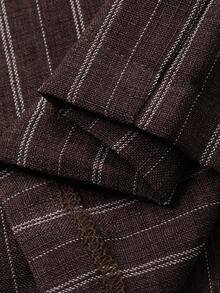 DAZY 女士条纹宽松褶裥休闲通勤阔腿裤 - 棕色 - 查看 8