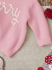 Young Girl Casual Loose Fit Crew Neck Long Sleeve Sweater, Suitable For Autumn/Winter - Pink - View 5