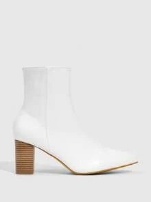 Daringsoles Women's Fashion Versatile Commute Chunky Heel Ankle Boots For Christmas - White - View 3