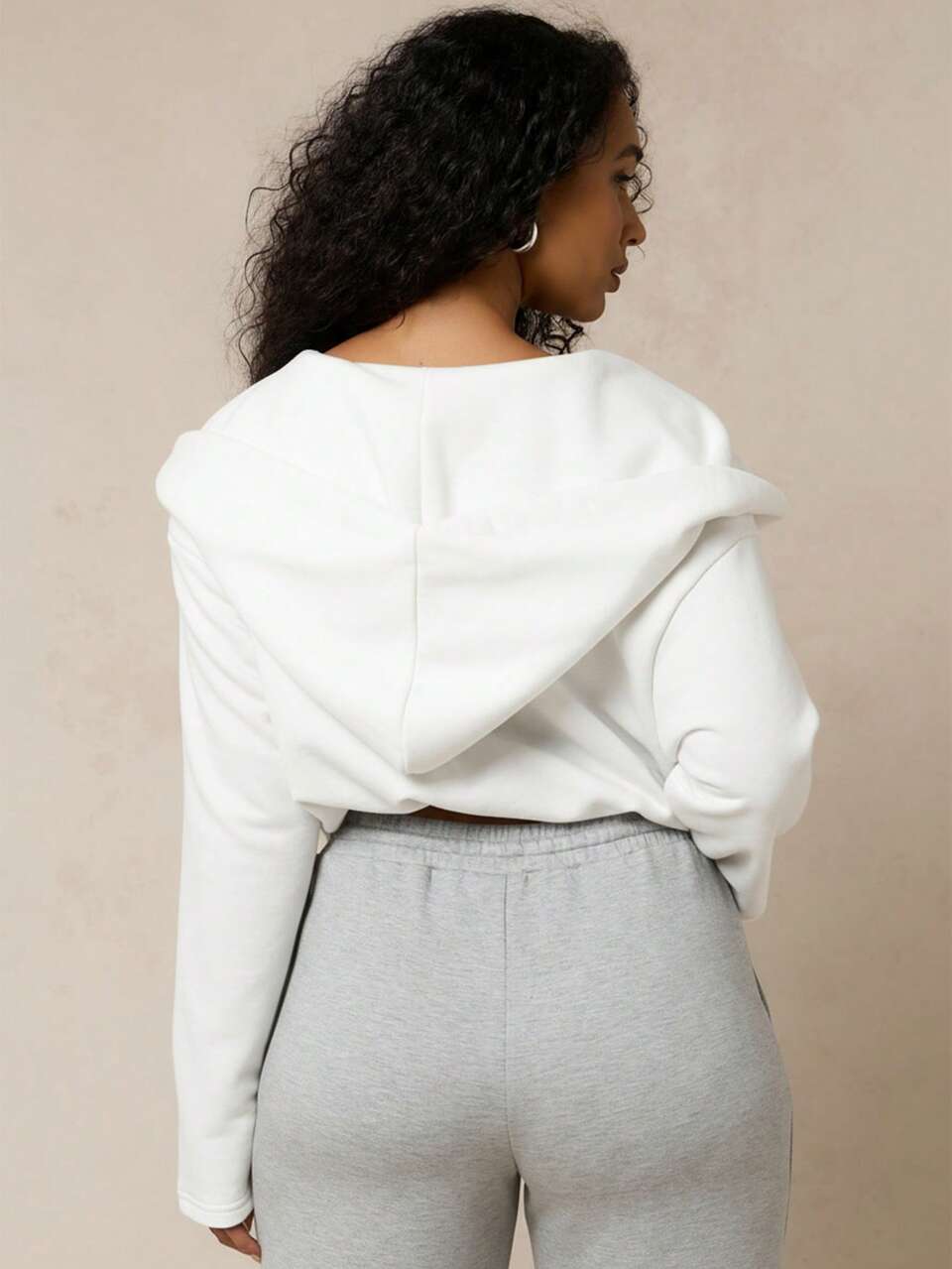 SUMWON WOMEN Hooded Cowl Neck Pullover Sweatshirt