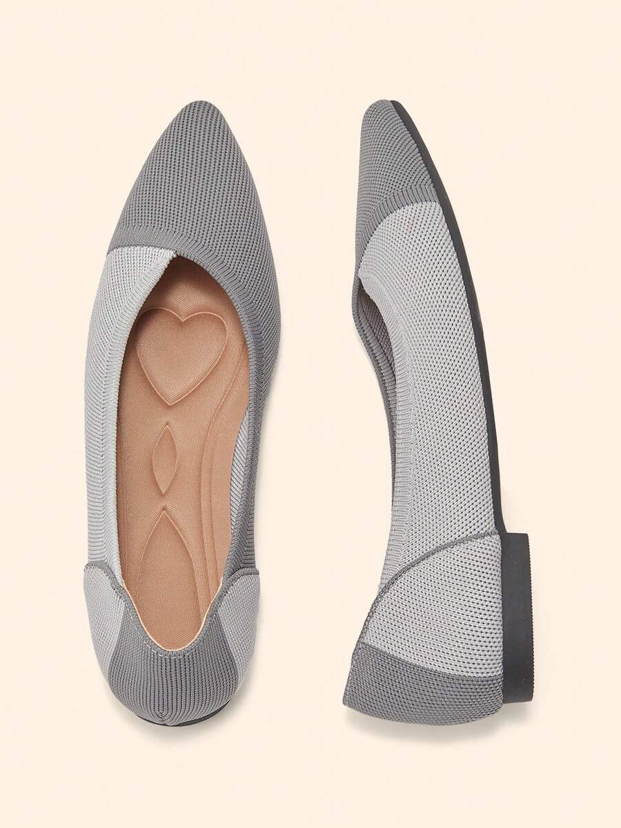 CUCCOO BASICS Women's Contrast Color Pointed Toe Casual Comfortable Slip-On Flats For Christmas - Grey - View 1