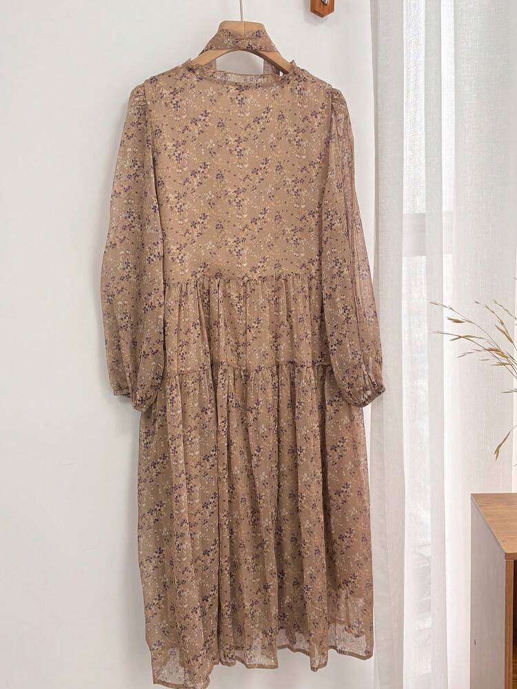 Women's Ditsy Floral Flowy Lantern Sleeve Elegant Mid-Length Dress Prom Dress Vacation Outfits Women Maxi Dress Boho