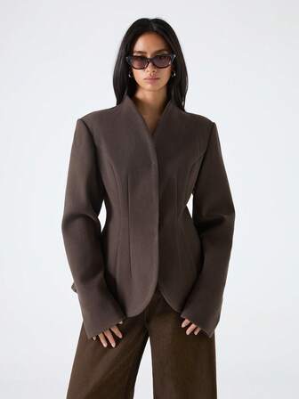 LYSMO Blazer de unicolor con cintura ceñida, de moda para el transporte, otoño/invierno