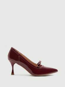 CUCCOO BIZCHIC 优雅的酒红色高跟鞋，通勤百搭 - 酒紅色 - 查看 3