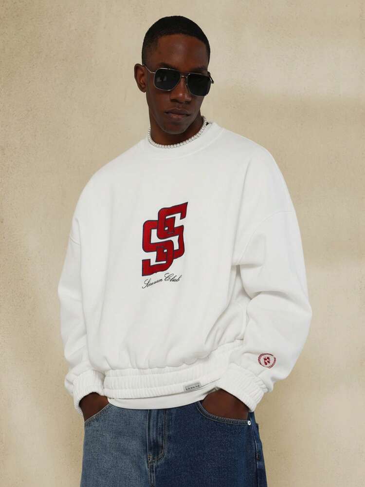 Oversized Vintage Sweatshirt With Chenille Patch