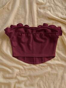 Soleia 浪漫性感荷叶边修身抹胸上衣，适合度假、约会之夜、情人节、下午茶等场合。