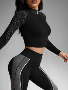 Innovista 女士夜跑反光运动夜光健身俱乐部穆斯林友好型防护运动训练轻便透气露脐上衣