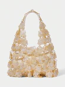 SHECARRY Bolso de mano para dama, blanco, de moda, elegante, para vacaciones, para fiesta - Albaricoque - Ver 1