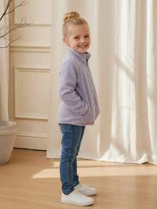 Sudadera Tipo Polar con Cierre | Niña | Suavidad y Calidez Todo el Día - Lila - Ver 3