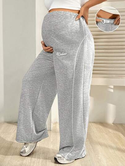 SHEIN 孕妇可调节腰围宽松休闲裤