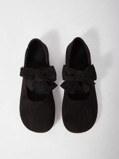 Women's Fashionable Bow Decor Round Toe Flat Shoes, Autumn