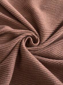 Vionelle Váy ôm sát màu tương phản, có gân, cỡ lớn, thanh lịch, có nút cài phía trước - Cà phê nâu - Xem 9