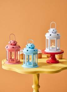 Joivida 1pc, Hanging Vintage Candle Holder, Advanced Candle Holder, Hand-Held Butter Lamp, Round Iron Glass Lantern, Home Decoration, Elegant Metal Candle Holder Jar, Holiday Gifts, Suitable For New Year Gifts, Festival Celebrations, Table Decorations - Multicolor - View 1