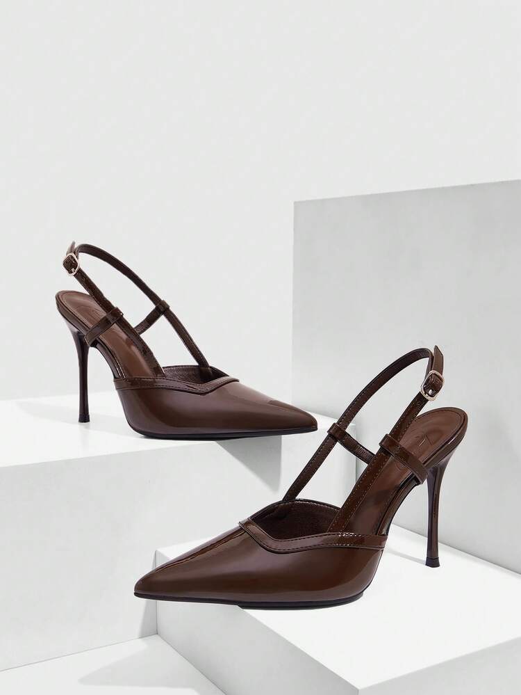 CUCCOO SZL Minimalist Solid Color Pointed Toe Stiletto Heel Backless Women Pumps For Christmas Spring Shoes