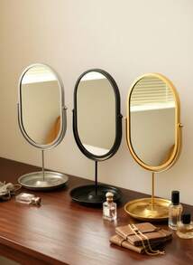 Cirelle Eleganckie złote owalne lustro toaletkowe, stylowa metalowa rama, polerowana powierzchnia szklana, sypialnia i dekoracja drzwi przenośne lustro do makijażu, nie wymaga zasilania, dekoracja akademika, stylowy design lustra, przenośne lustro, dekoracyjne lustro ścienne