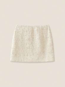 SHEIN Unity Women's Mini Skirt, Sequin Embellished Casual Low Waist Zipper Closure Skirt, Suitable For Summer - Apricot - View 2
