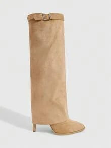 CUCCOO SZL Women's Pointed Toe Buckle Design Fashion High Heel Knee-High Boots For Christmas