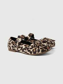 ROMWE Women's Fashion Commuter Leopard Print Bow Decor Flats - Multicolor - View 3