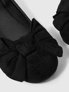ROMWE Kawaii Women's Bow Decor Buckle Design Fashion Flat Shoes Valentine's Day - Black - View 5