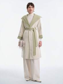 Selianne Women's Elegant Design Long Wool Blend Coat, Suitable For Party, Halloween, Christmas, New Year, Thanksgiving, Winter - Mint Green - View 6