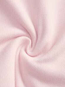 SHEIN 少女款保暖内衬纯色长袖修身半拉链连体裤，柔软天鹅绒面料 - 粉色 - 查看 6