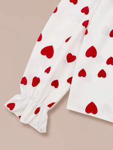 GlowEve Áo kiểu nữ mùa xuân mới, Áo kiểu ngày Valentine, Áo kiểu Pháp đơn giản thanh lịch dành cho công sở mùa xuân/hè, Áo in hình trái tim, Áo dự tiệc cưới, Áo sinh nhật, Áo trắng thanh lịch - Đỏ - Xem 5