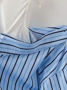 GlowEve CURVE 大码优雅时尚简约宽松露肩叠层休闲上衣，舒适显瘦设计 - 藍白色 - 查看 4