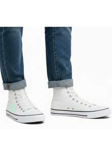 Tenis tipo bota blanco y negro con logo minimalista "YOUTH" - Blanco - Ver 2