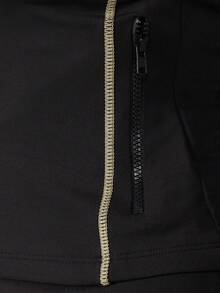 MISSGUIDED Contrast Detail Mock Neck Long Sleeve Track Top For Layering And Athleisure Wear - Black - View 6
