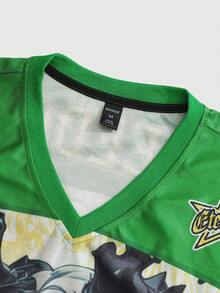ROMWE MEN Spring/Summer Casual Graphic Men'S Anime Print Short Sleeve T-Shirt, Suitable For Spring/Summer - Yellow - View 5