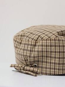 MUSERA Checkered Bow Detail Cap - Apricot - View 2