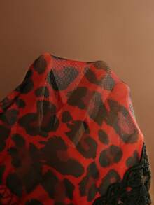 4pcs Printed Mesh Leopard Pattern Women's Sexy Underwear Set With Steel Rings ClassicAnimalPrint - Multicolor - View 7