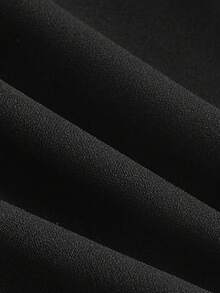 SHEIN MOD Black Date Night Front Buckle V-Shaped Hem Solid Button Front Vest Jacket & Seam Front Pants Two Pieces Set - Black - View 3