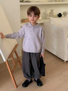 DAZY Young Boys Casual Loose Plaid Pants, Japanese Style, Autumn - Grey - View 4