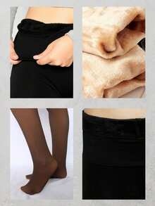 Women Leggings - 黑色+棕色 - 查看 6