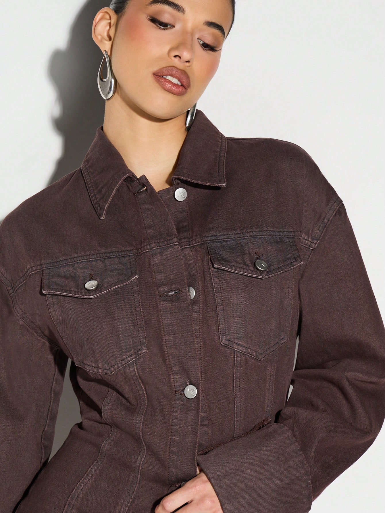 KIZN Jeans-Minikleid mit Kragen und Knopfleiste