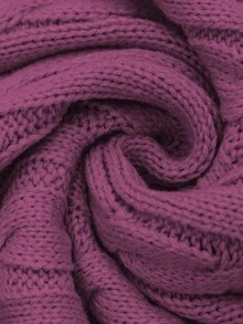 EMERY ROSE 大码女式纯色针织 V 领纽扣修身通勤优雅正式套头毛衣连衣裙，秋冬 - 中紫紅色 - 查看 6